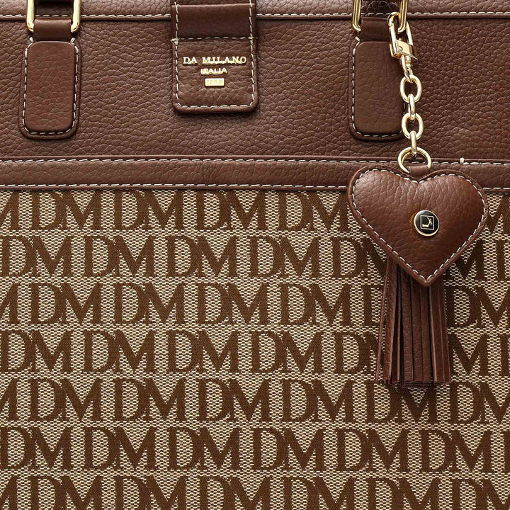 Medium Canvas Wax Leather Book Tote - Beige & Espresso