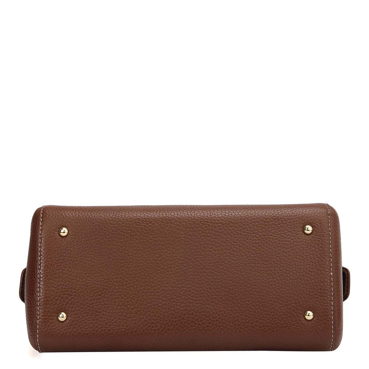 Small Canvas Wax Leather Bowler - Beige & Espresso