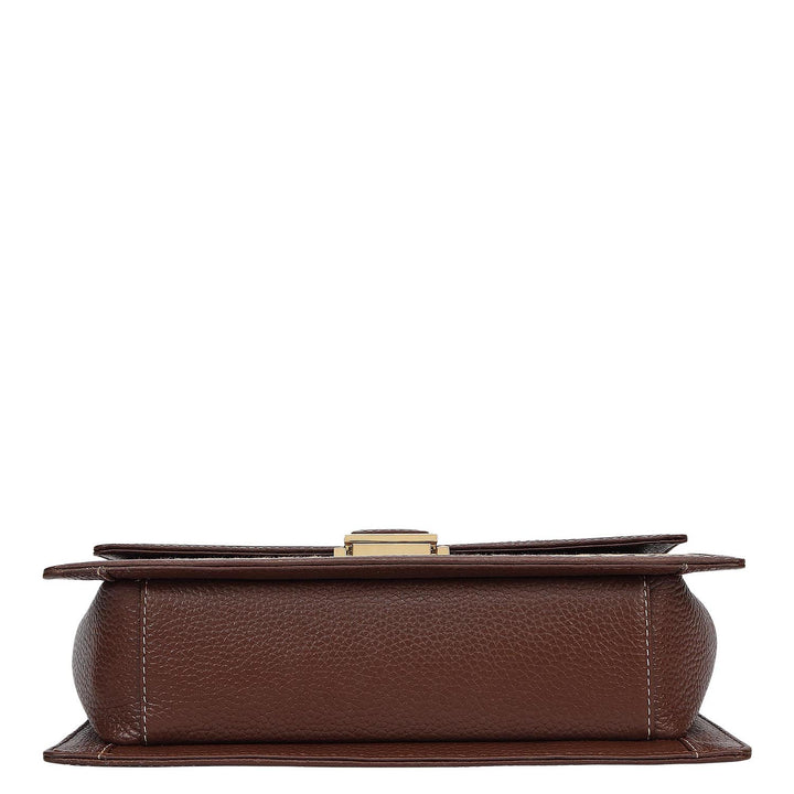 Small Canvas Wax Leather Shoulder Bag - Beige & Espresso