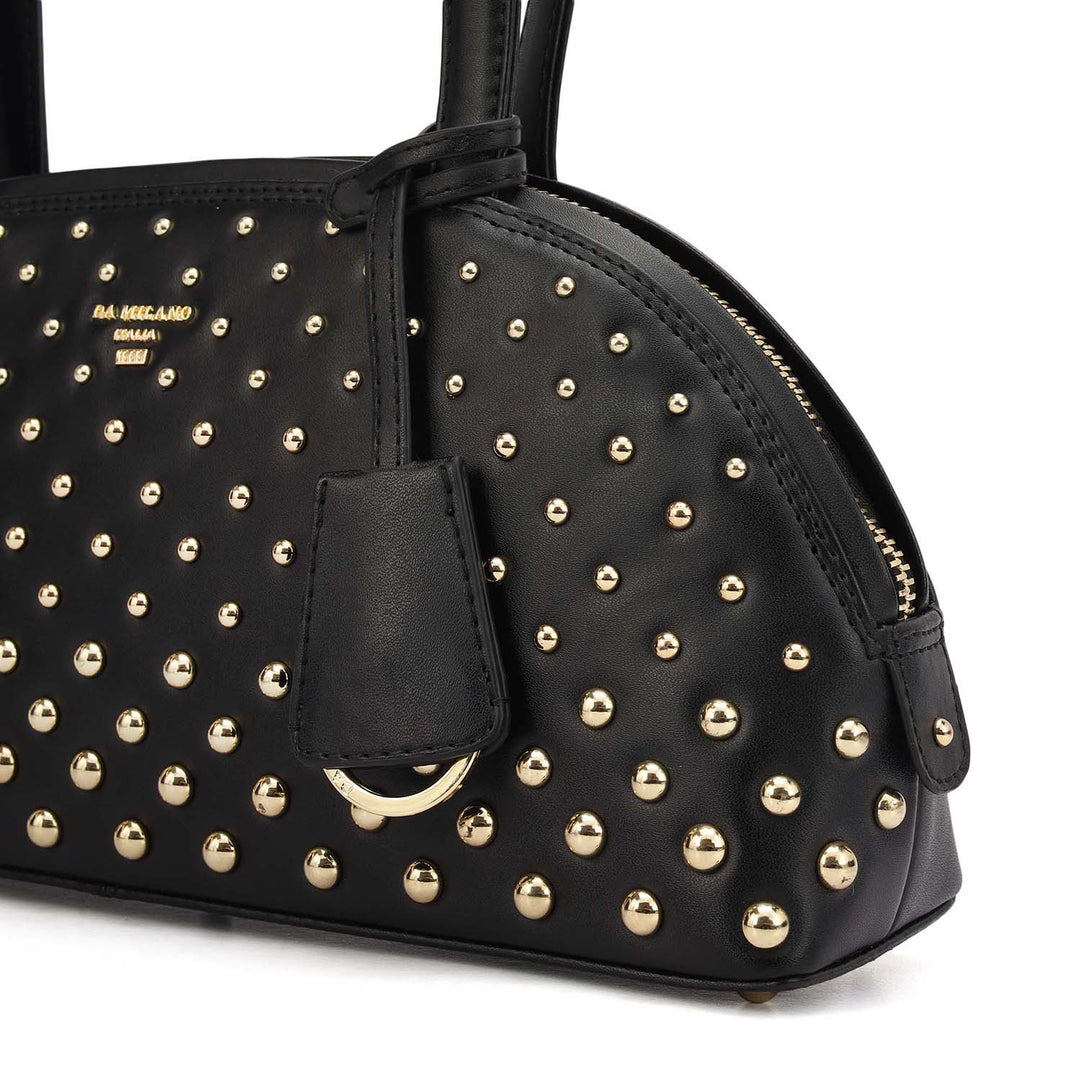 Small Plain Leather Shoulder Bag - Black