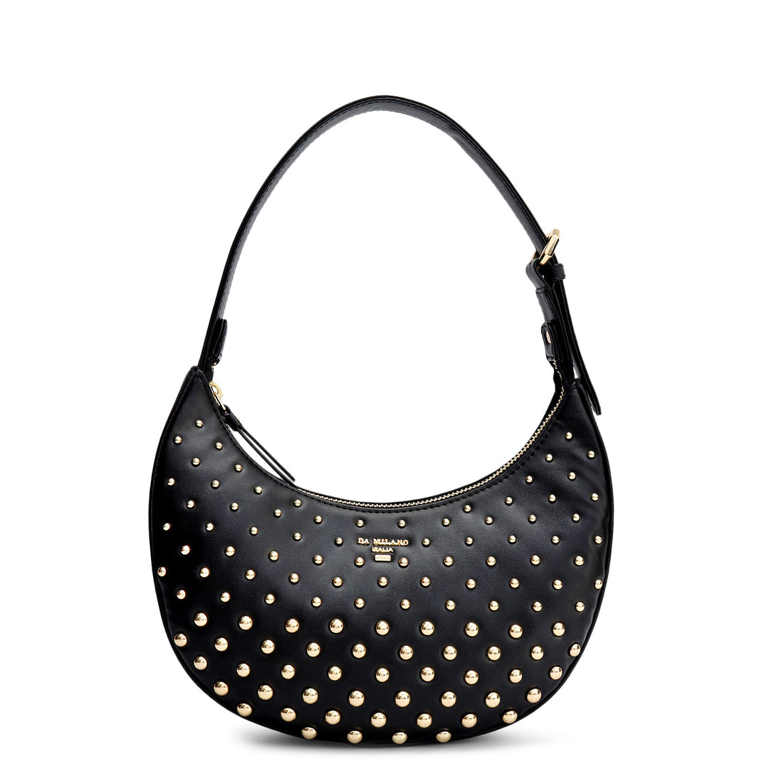 Small Plain Leather Baguette - Black