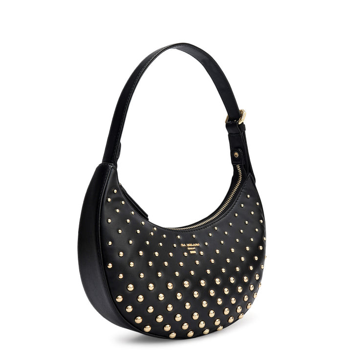 Small Plain Leather Baguette - Black