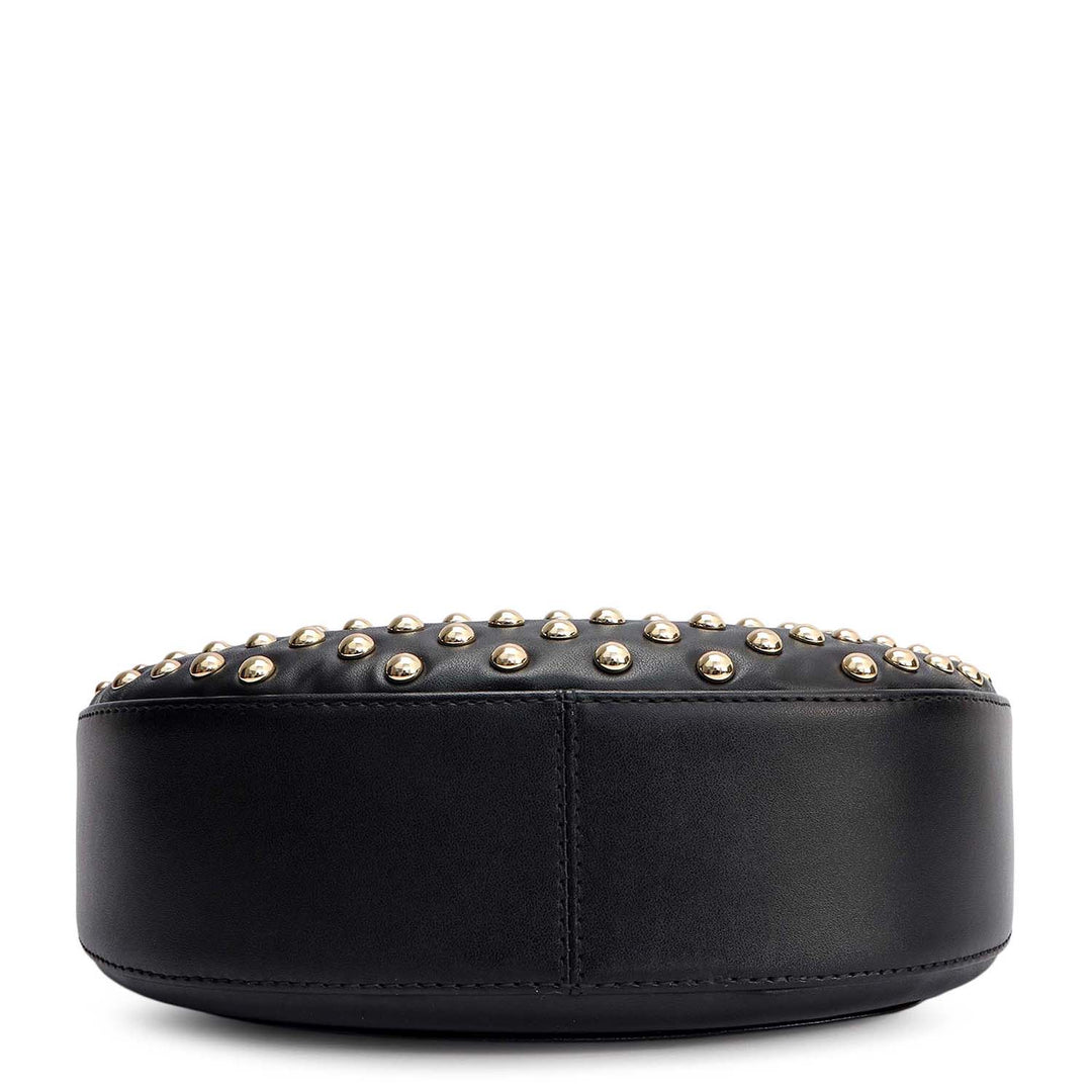 Small Plain Leather Baguette - Black