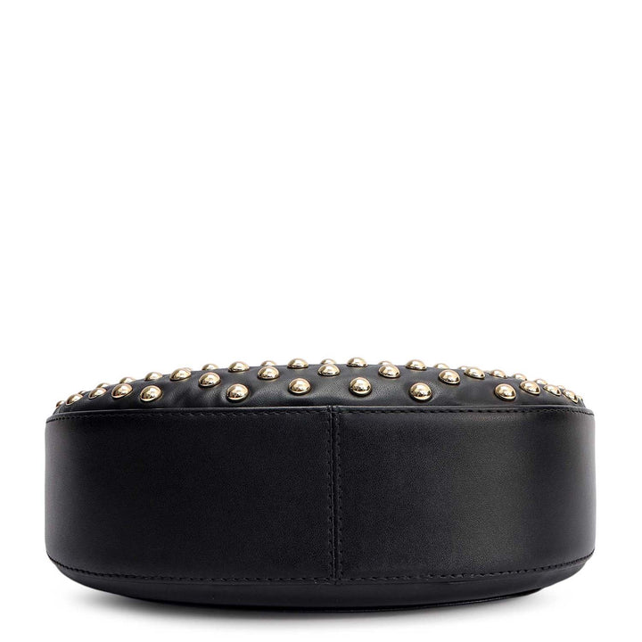 Small Plain Leather Baguette - Black