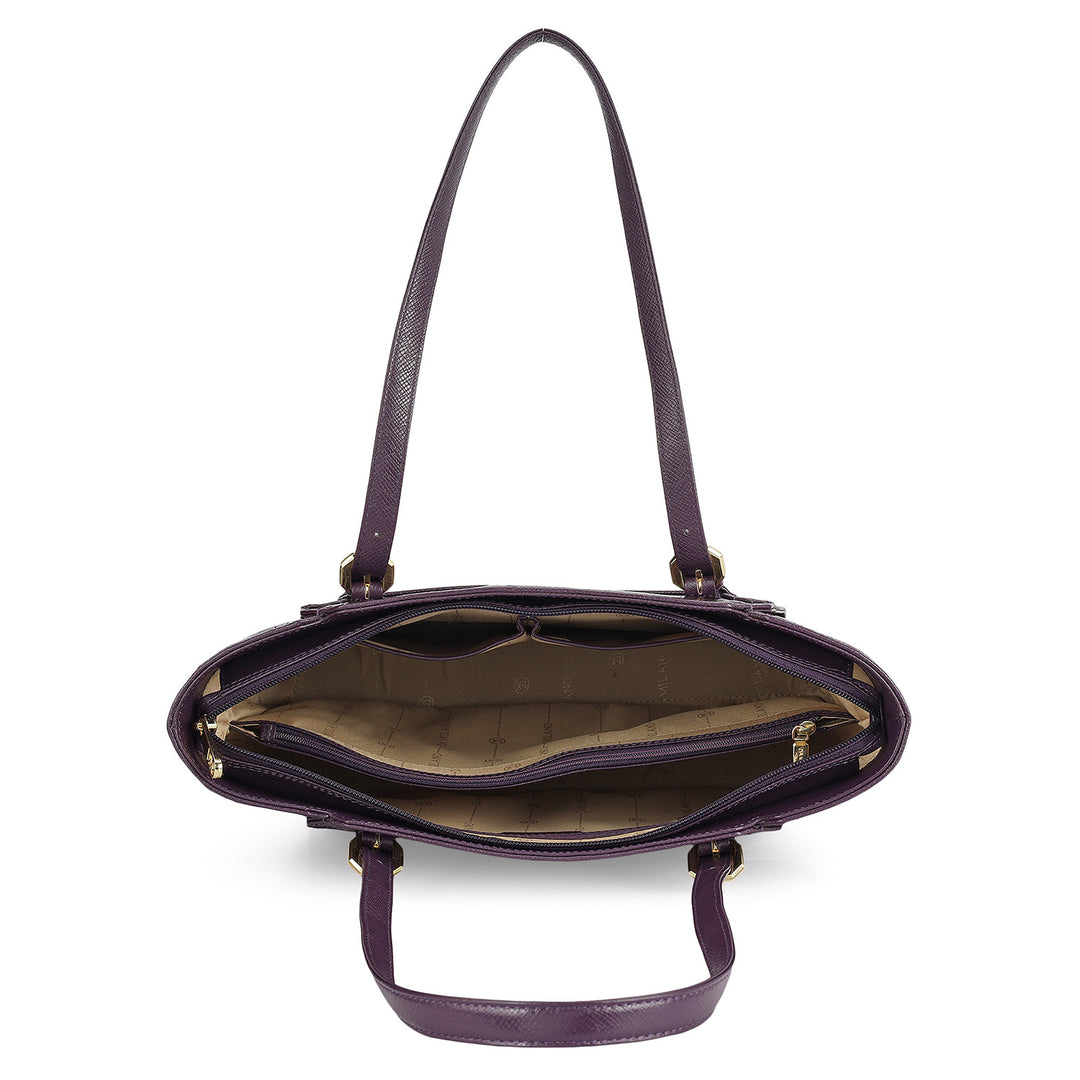 Medium Croco Leather Tote - Grapevine