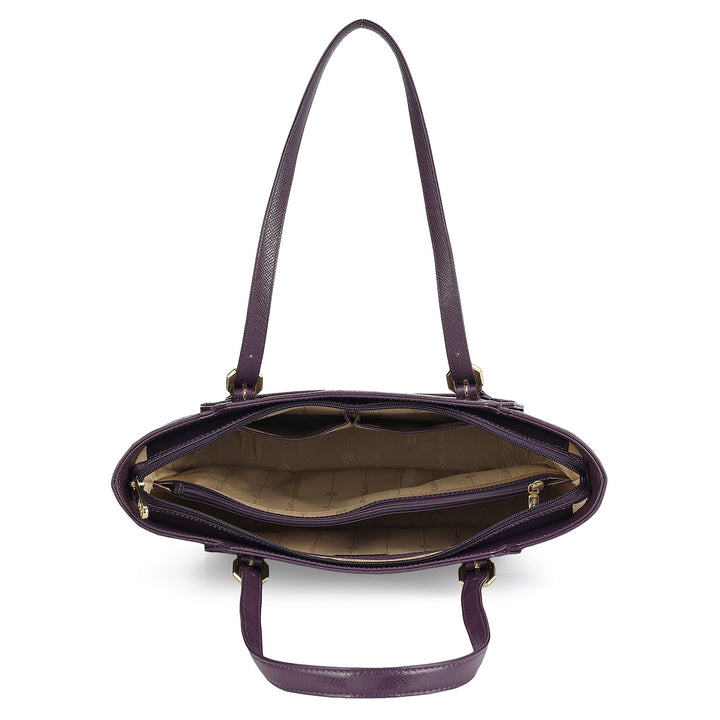 Medium Croco Leather Tote - Grapevine