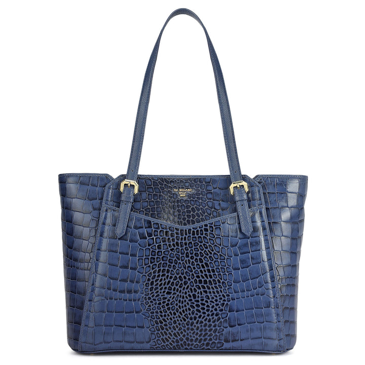 Medium Croco Leather Tote - Stardust