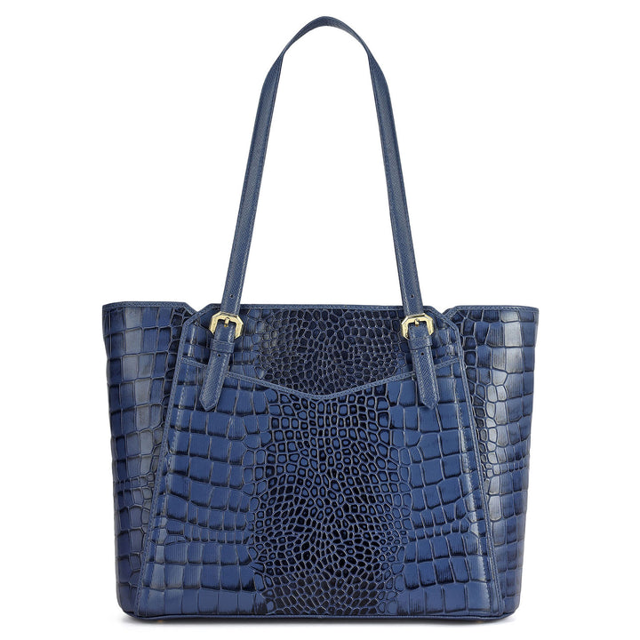 Medium Croco Leather Tote - Stardust
