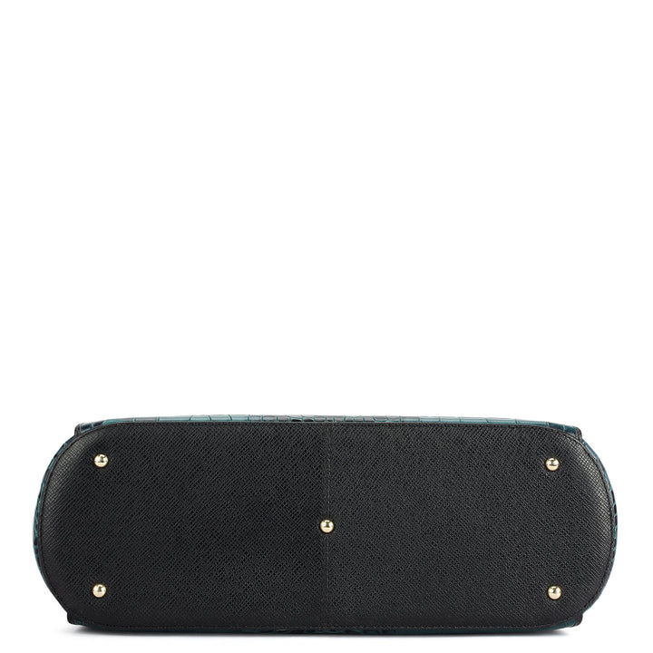 Medium Croco Leather Tote - Teal