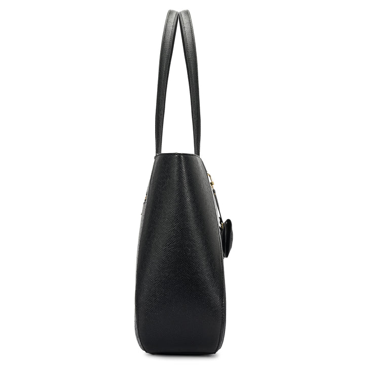 Large Croco Franzy Leather Tote - Black