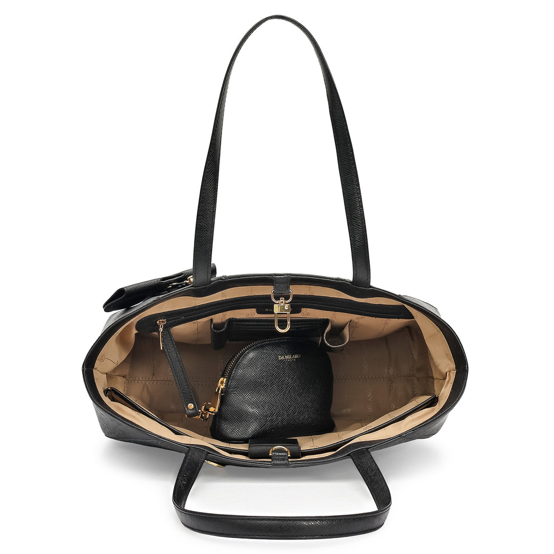 Large Croco Franzy Leather Tote - Black