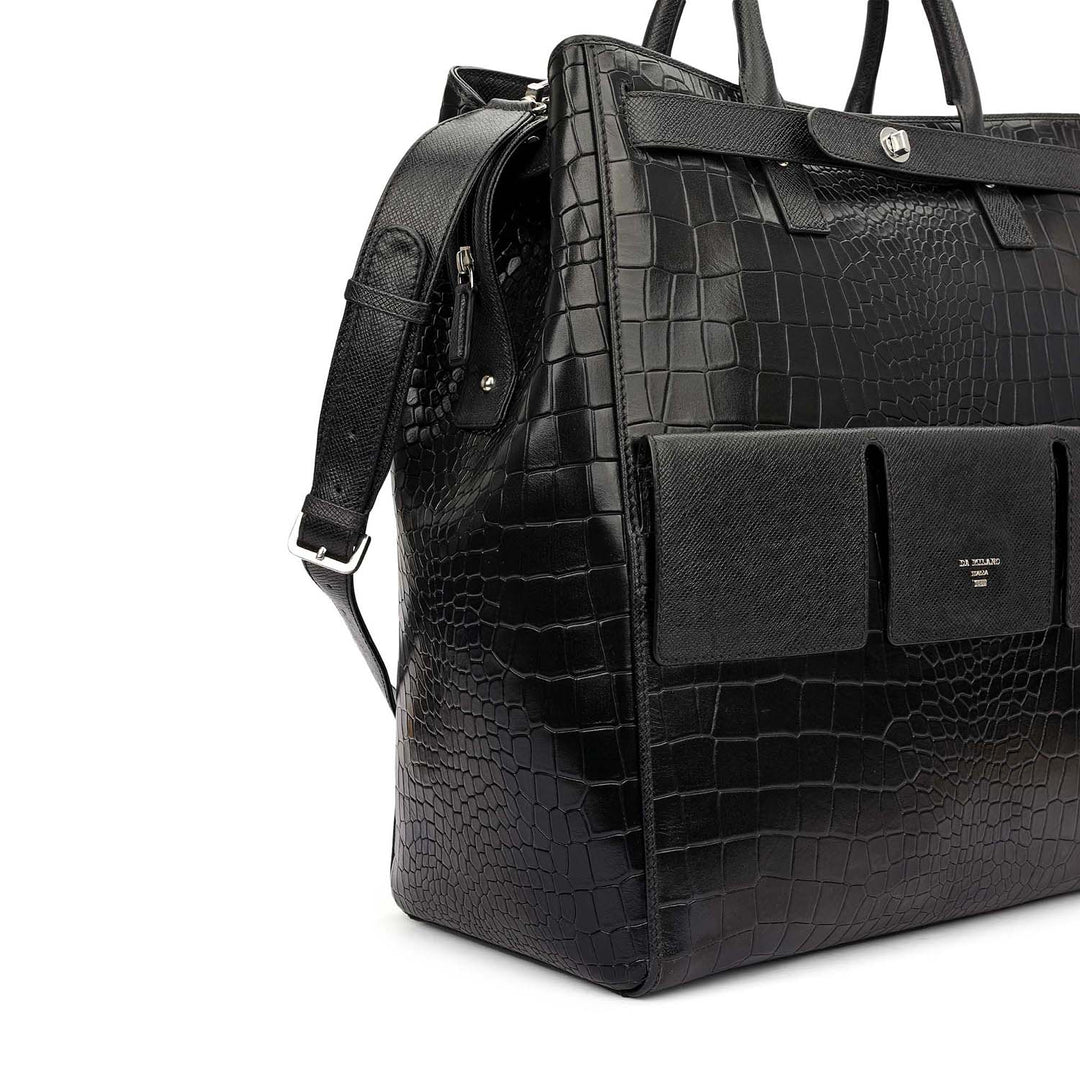 Croco Franzy Luggage Bag - Black