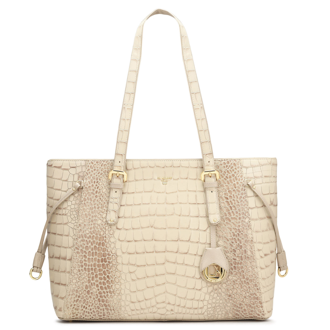 Large Croco Leather Tote - Frost