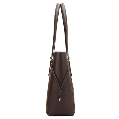 Large Monogram Franzy Leather Tote - Chocolate