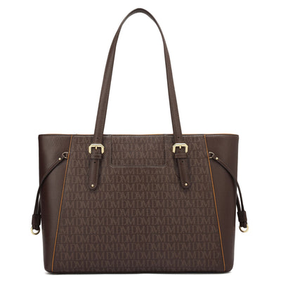 Large Monogram Franzy Leather Tote - Chocolate