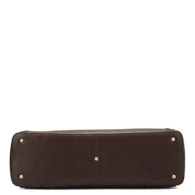 Large Monogram Franzy Leather Tote - Chocolate