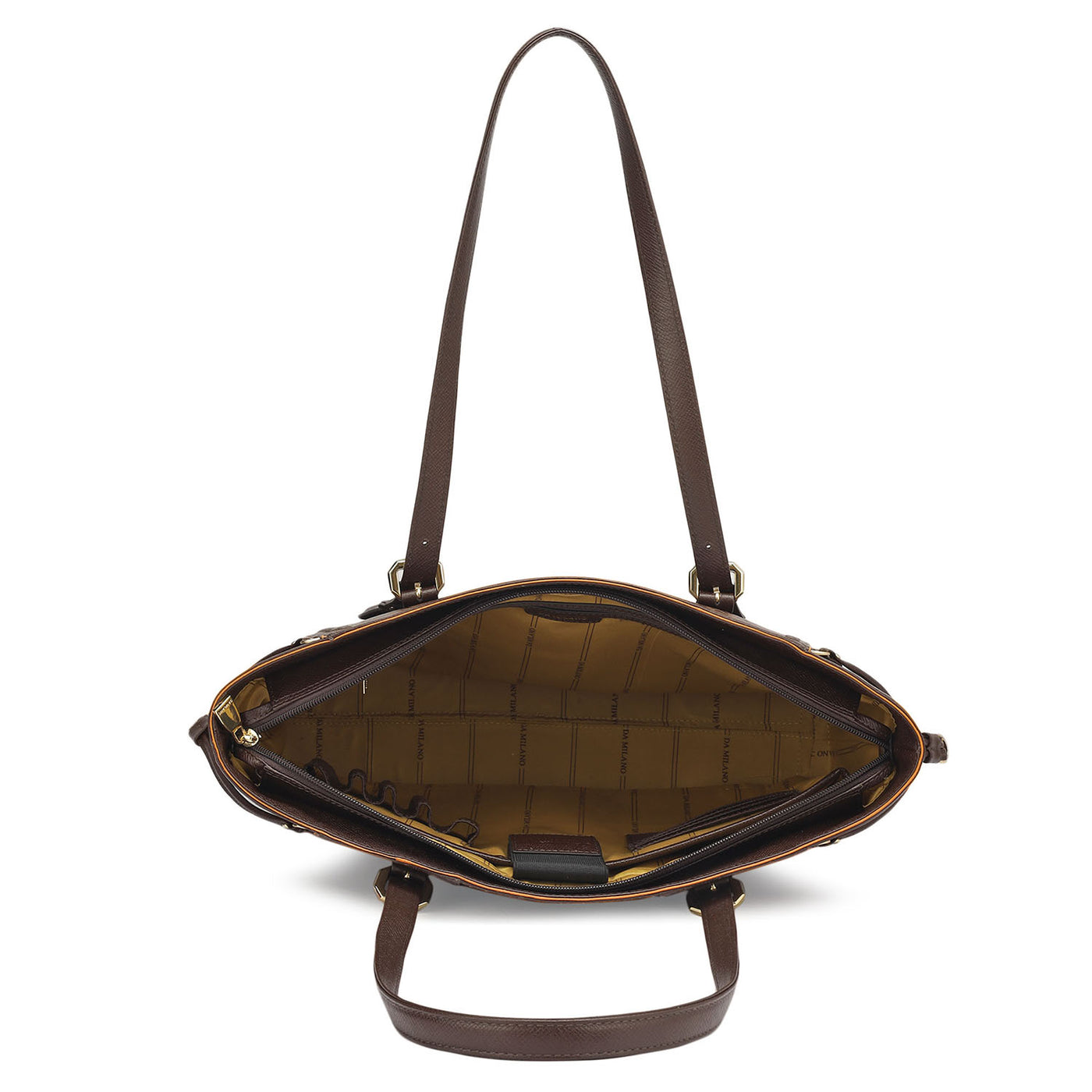 Large Monogram Franzy Leather Tote - Chocolate