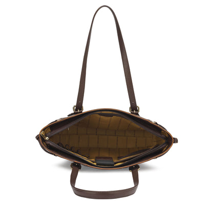 Large Monogram Franzy Leather Tote - Chocolate