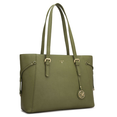 Large Wax Leather Tote - Fern