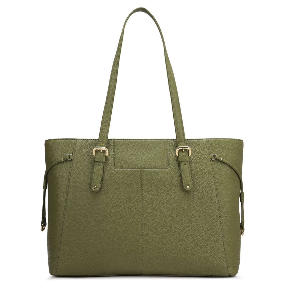Large Wax Leather Tote - Fern