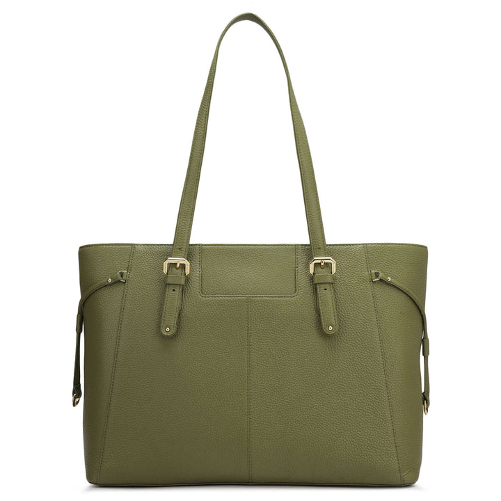 Large Wax Leather Tote - Fern