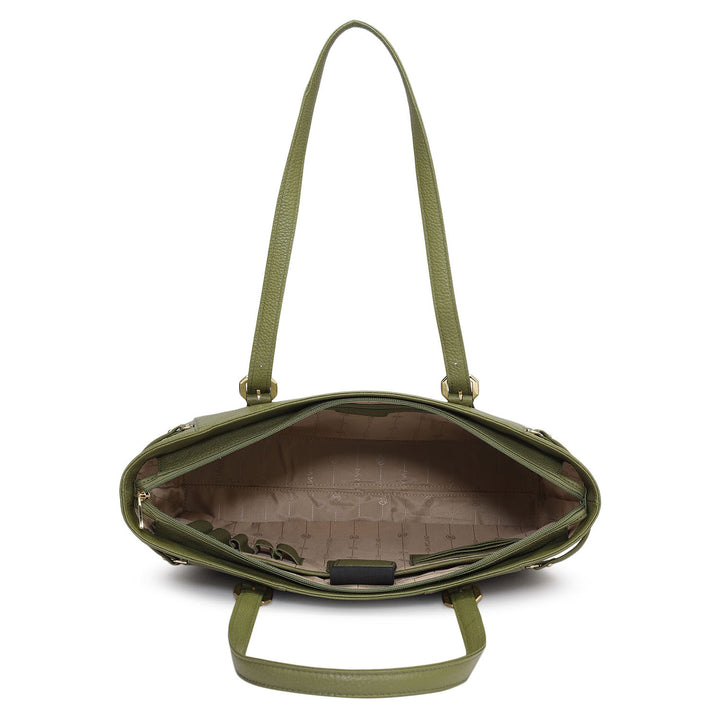 Large Wax Leather Tote - Fern