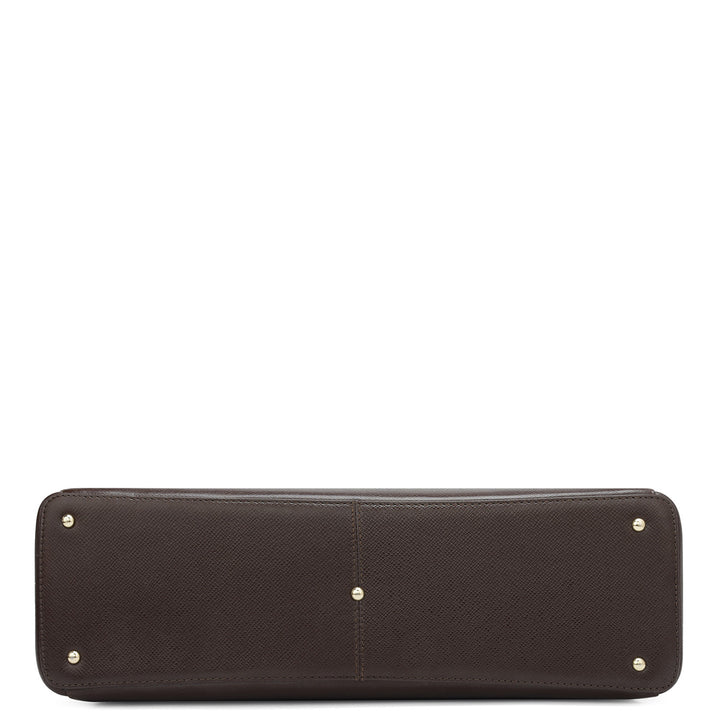 Large Franzy Leather Tote - Chocolate