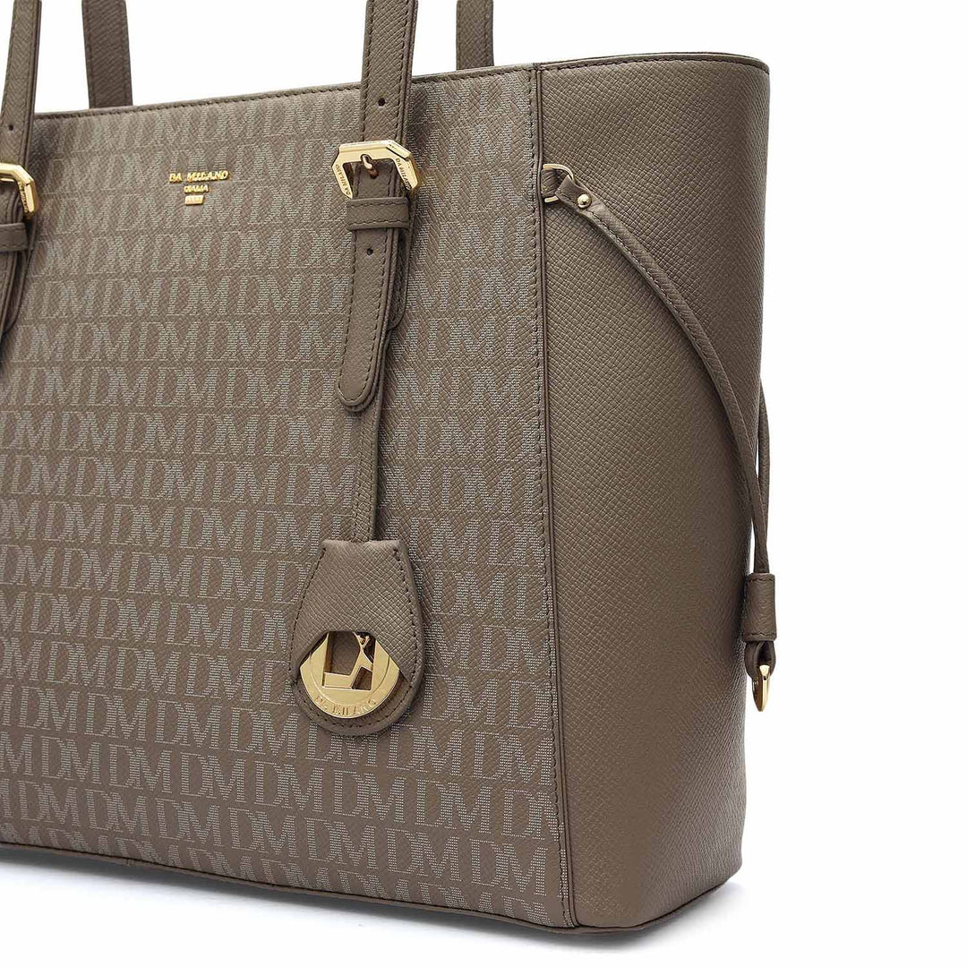 Medium Monogram Franzy Leather Tote - Smoke Grey