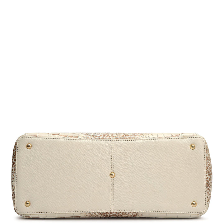 Small Croco Leather Tote - Marshmallow