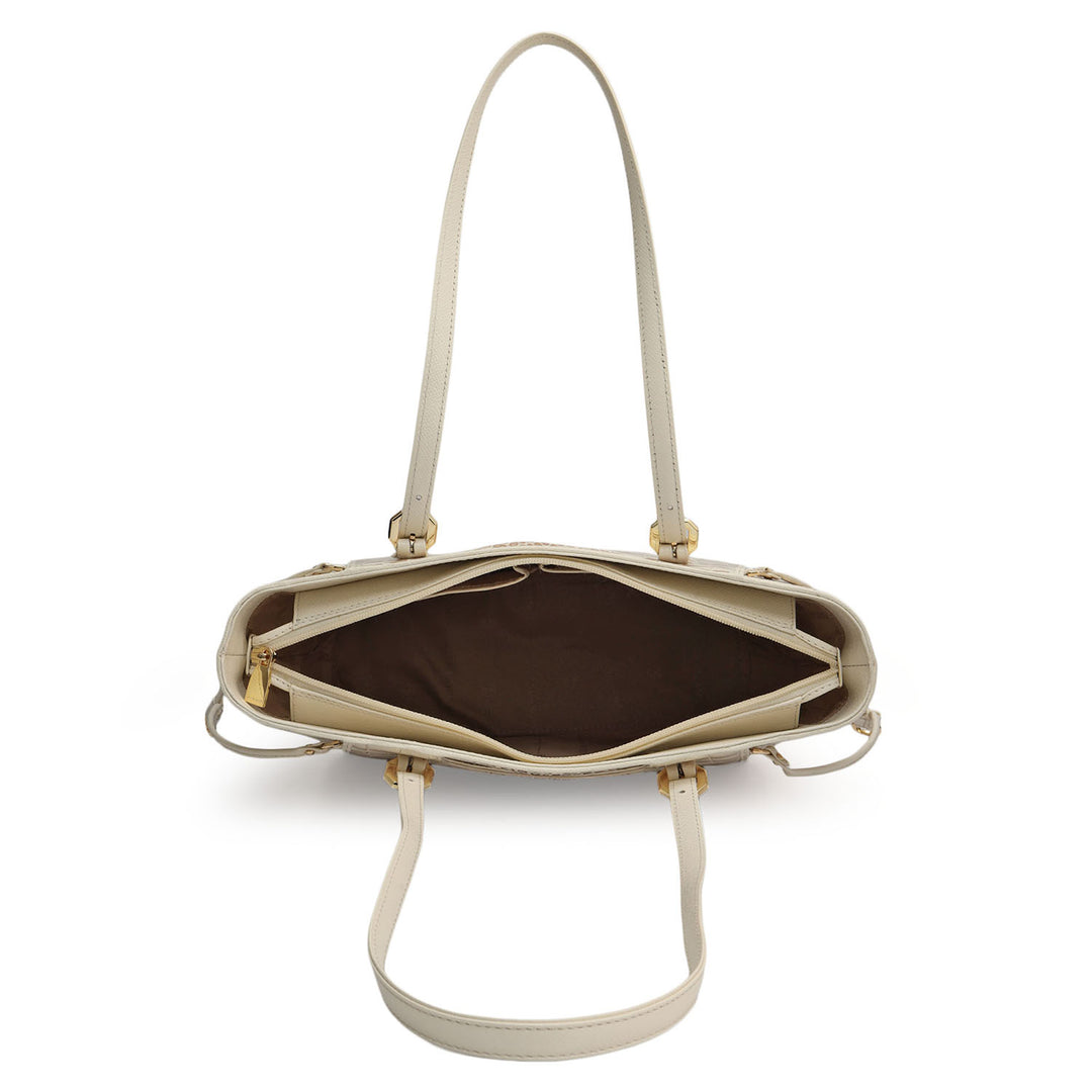 Small Croco Leather Tote - Marshmallow