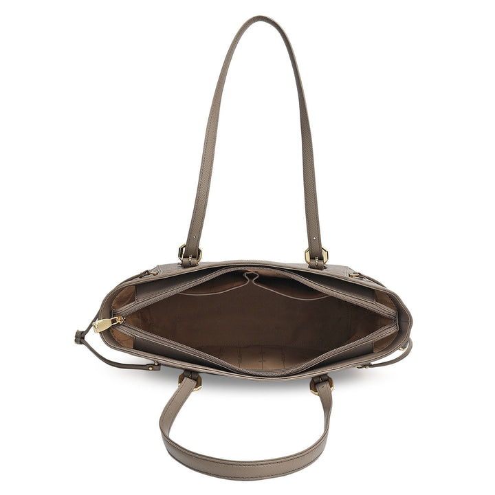 Small Croco Leather Tote - Smoke Grey