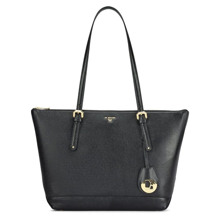 Medium Franzy Leather Tote - Black