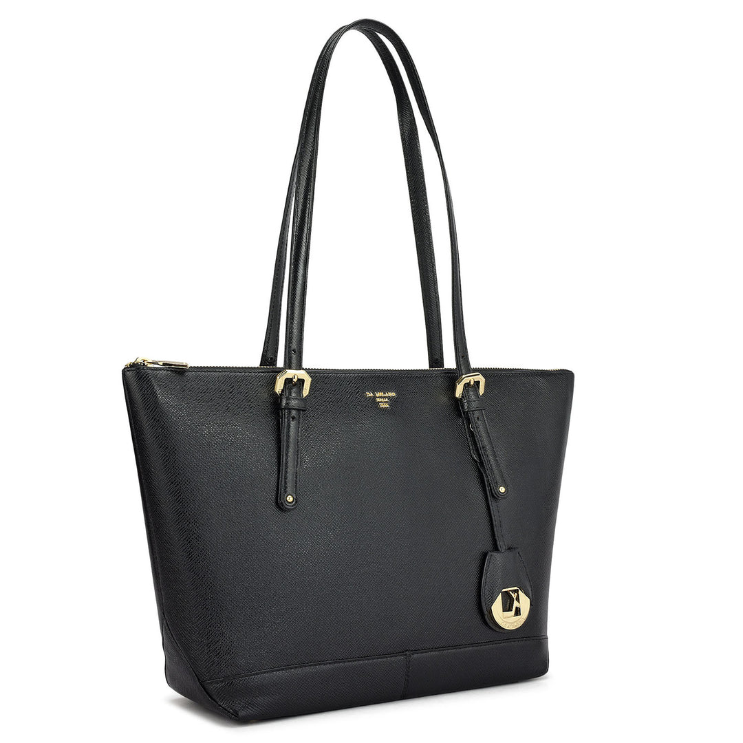 Medium Franzy Leather Tote - Black