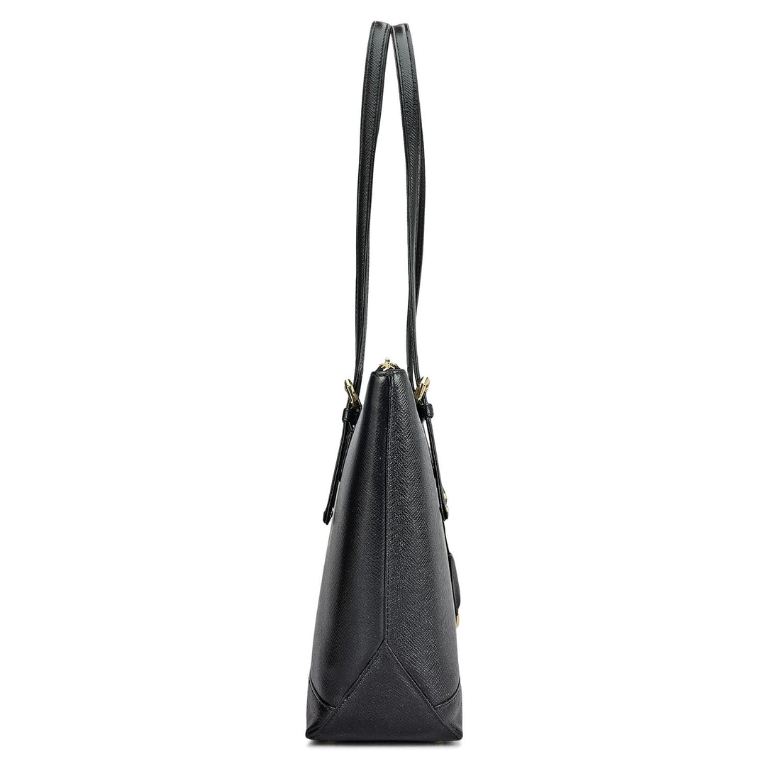 Medium Franzy Leather Tote - Black