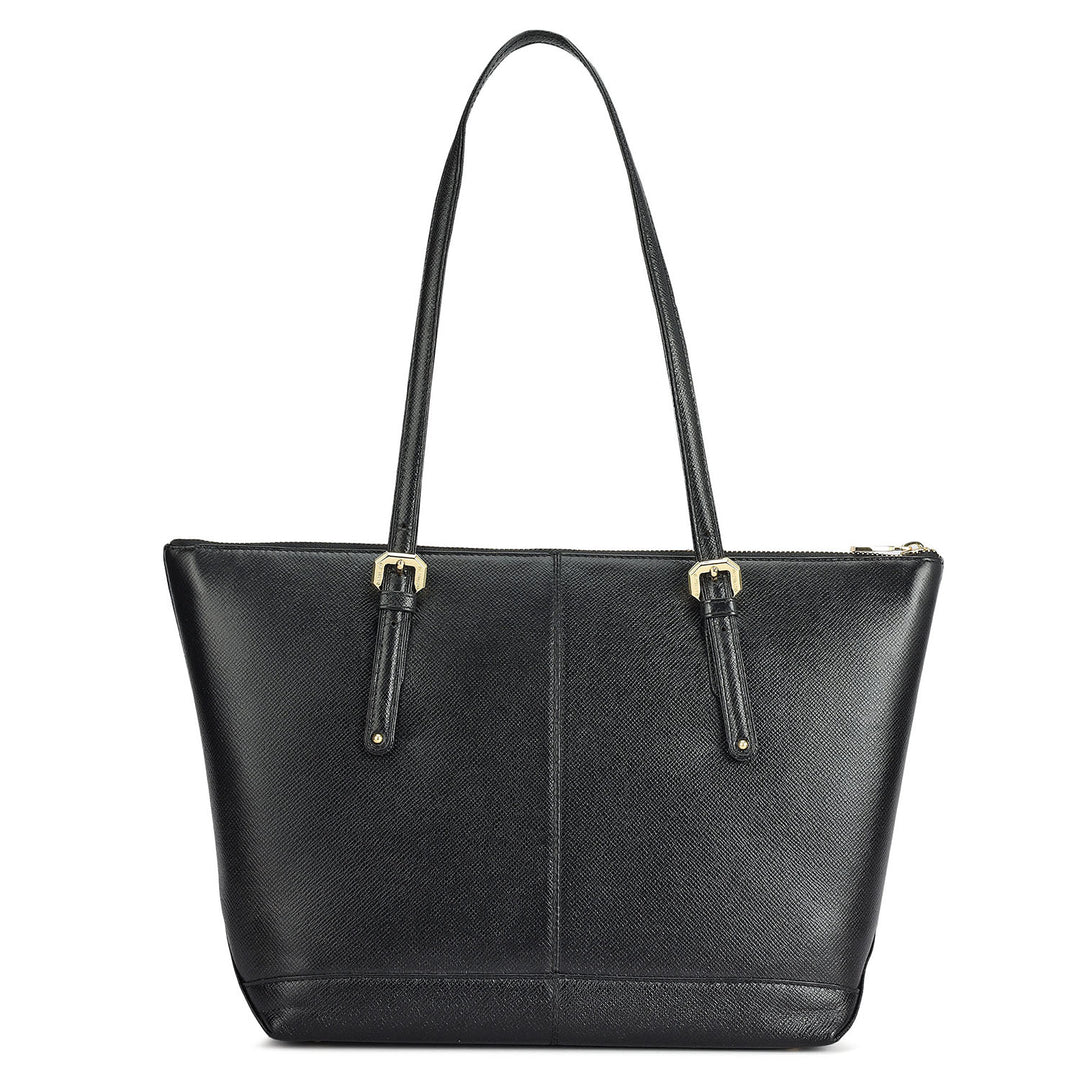 Medium Franzy Leather Tote - Black