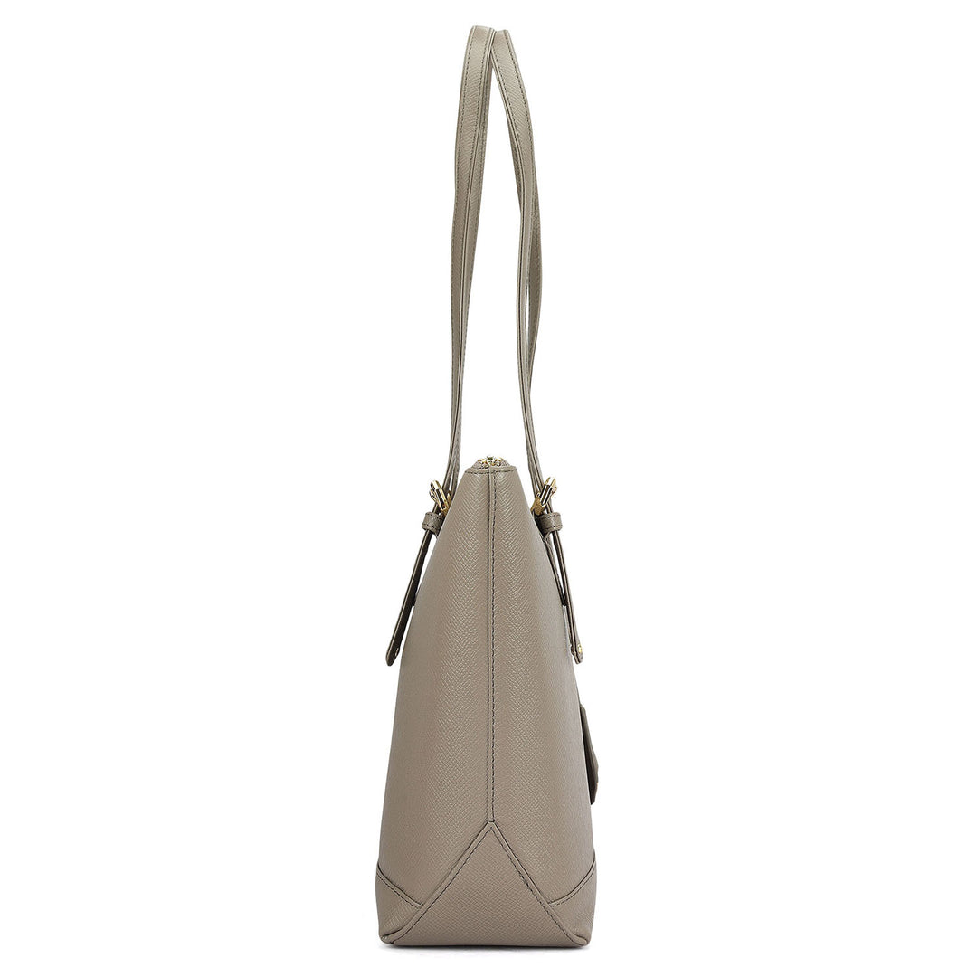 Medium Franzy Leather Tote - Smoke Grey