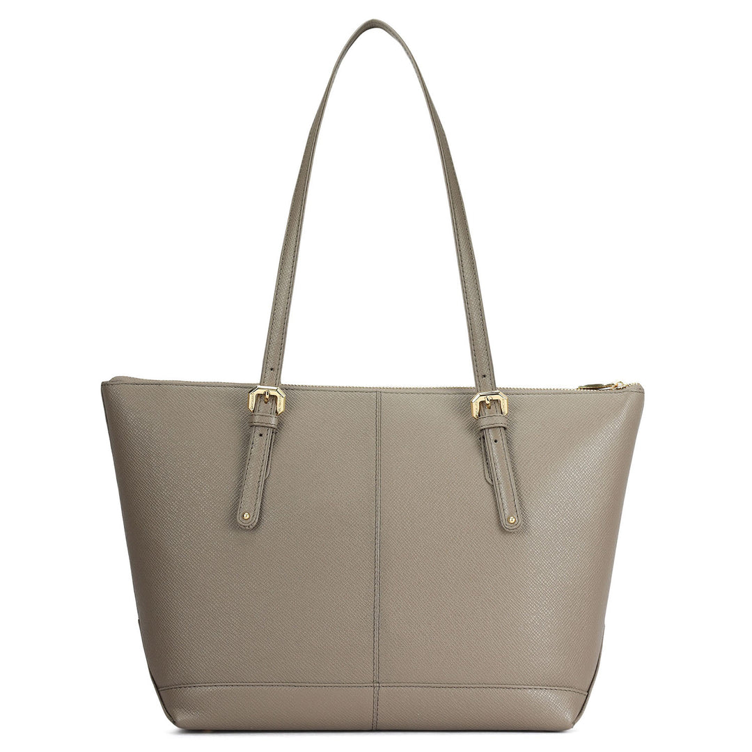 Medium Franzy Leather Tote - Smoke Grey