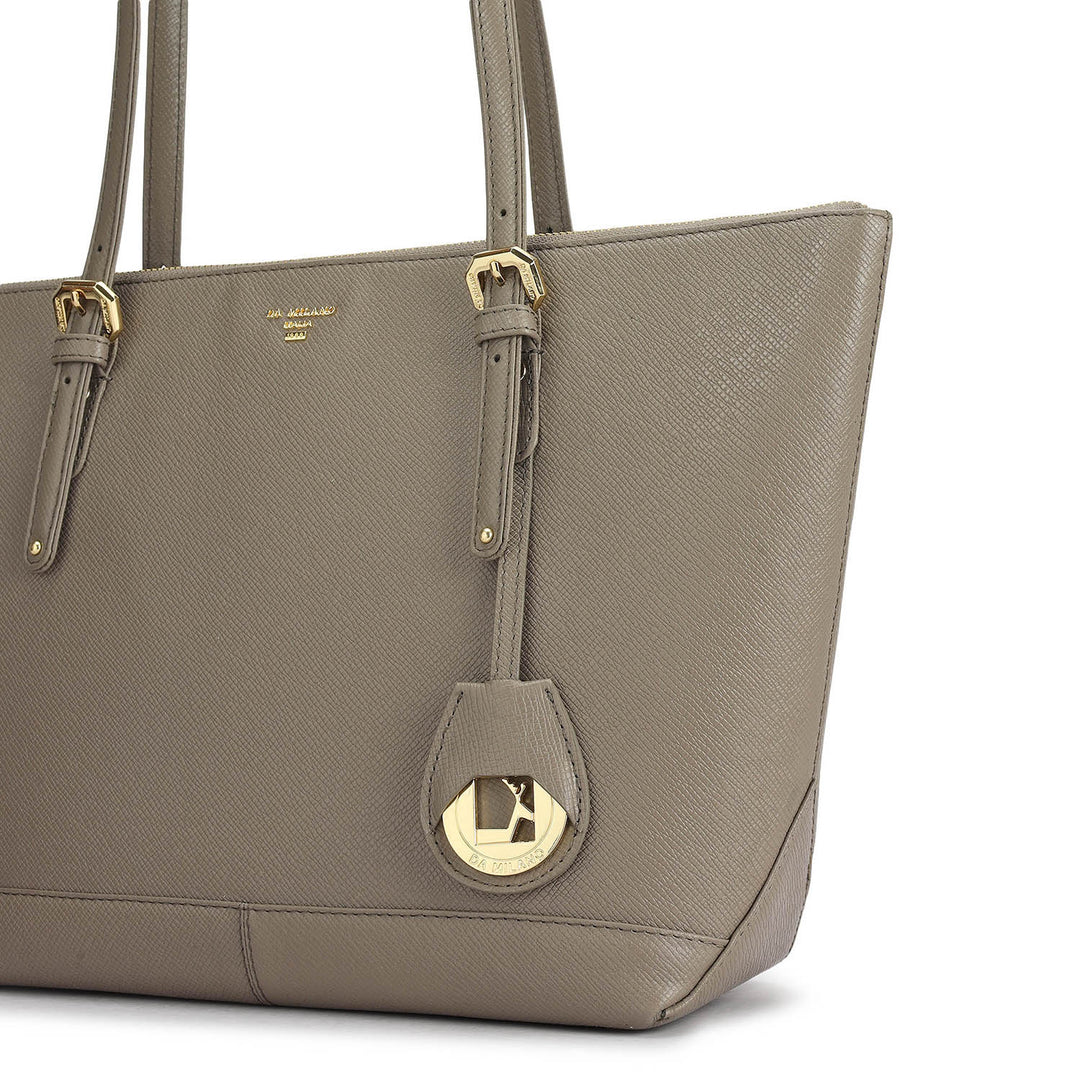Medium Franzy Leather Tote - Smoke Grey
