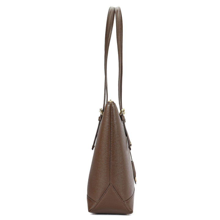 Medium Franzy Leather Tote - Walnut