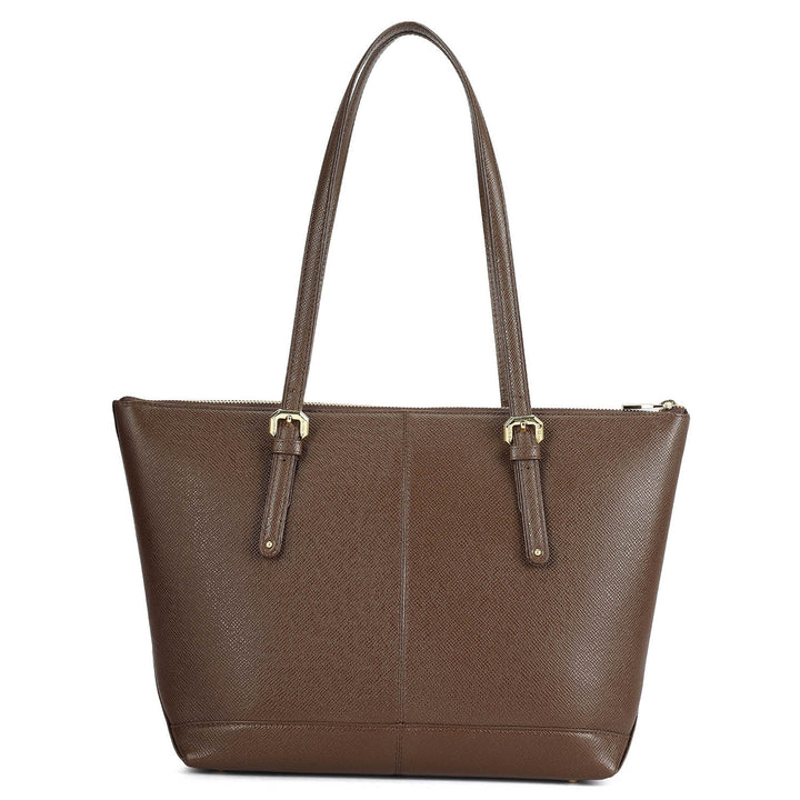 Medium Franzy Leather Tote - Walnut