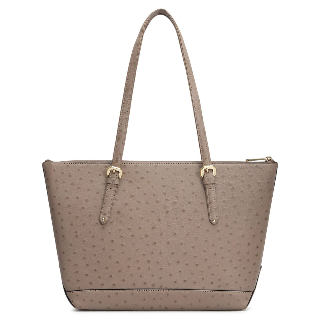 Medium Ostrich Leather Tote - Slate