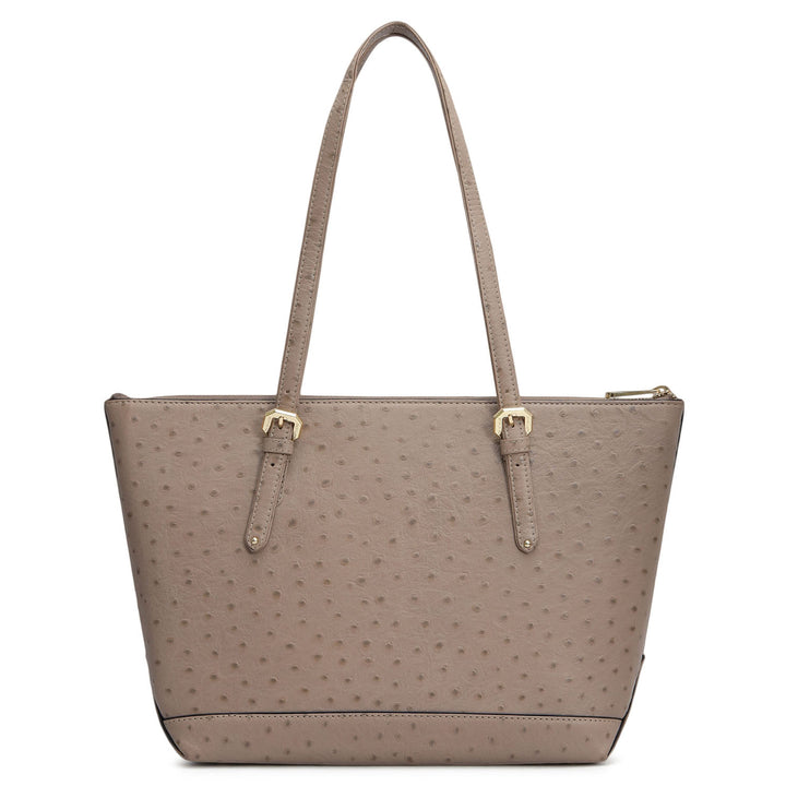 Medium Ostrich Leather Tote - Slate
