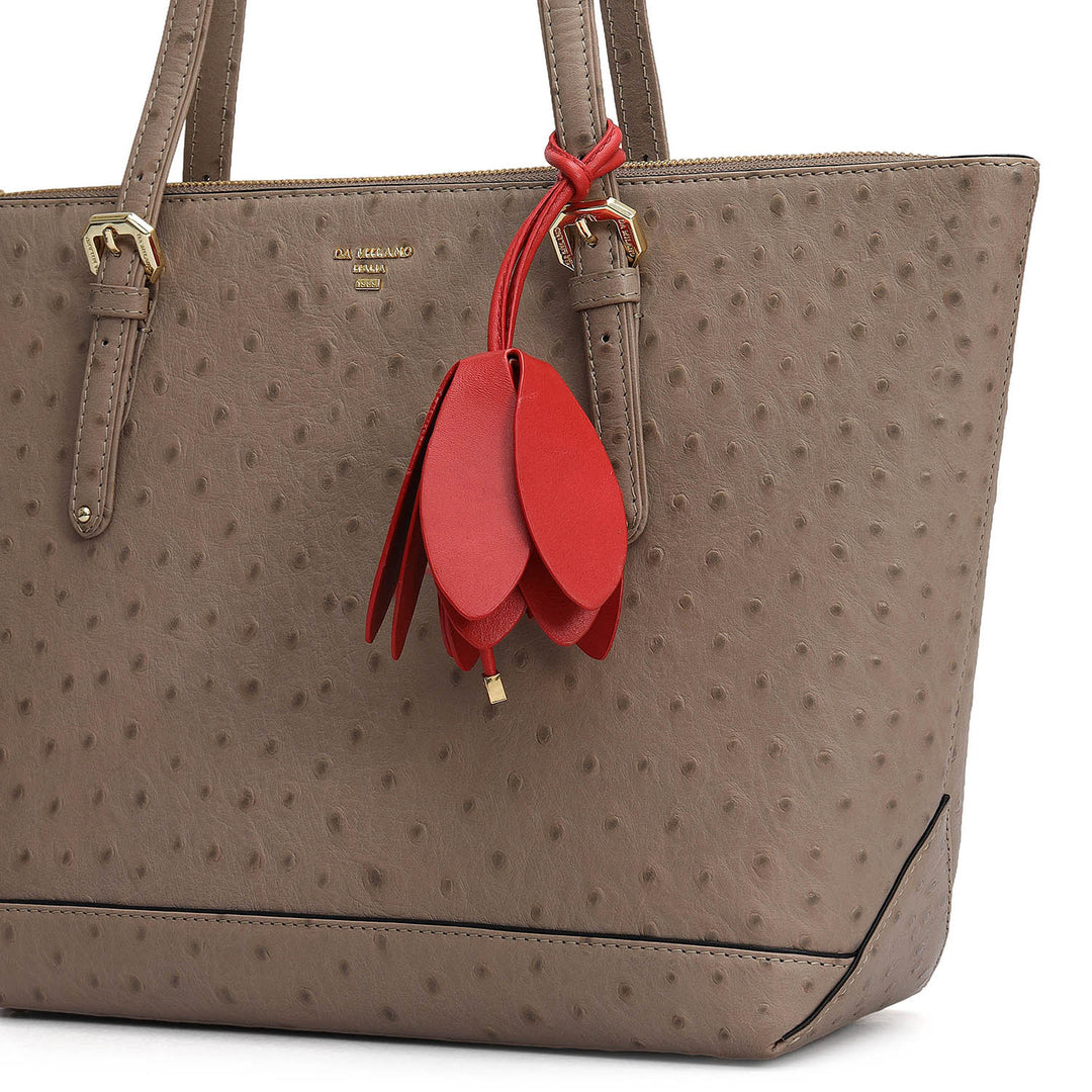 Medium Ostrich Leather Tote - Slate