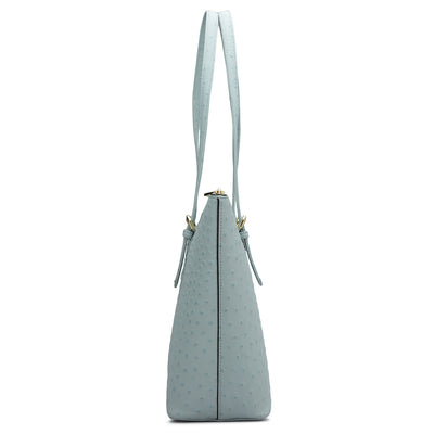 Medium Ostrich Leather Tote - Ice Blue