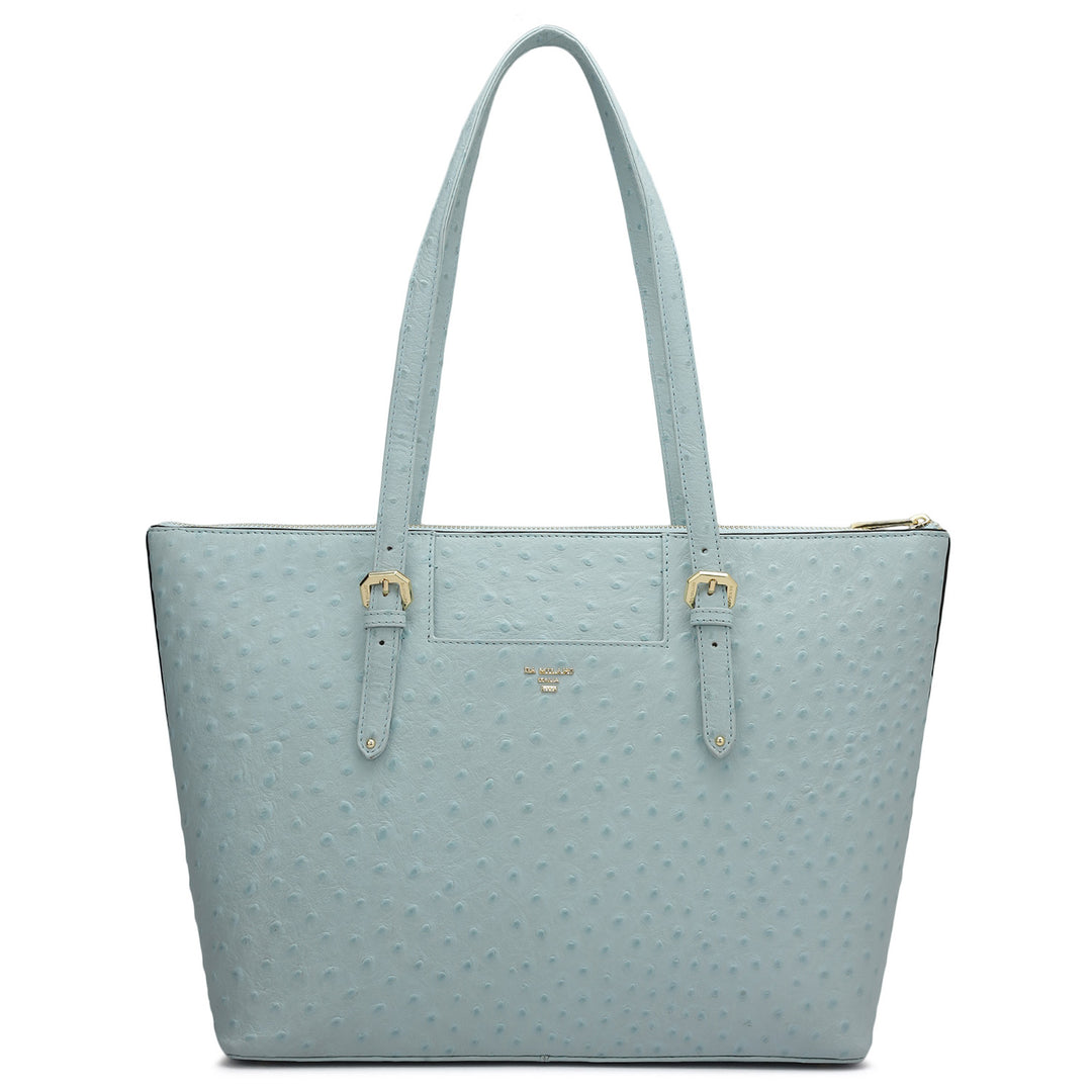Medium Ostrich Leather Tote - Ice Blue