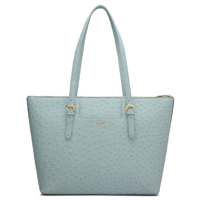 Medium Ostrich Leather Tote - Ice Blue