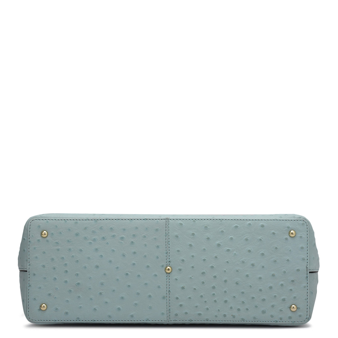 Medium Ostrich Leather Tote - Ice Blue