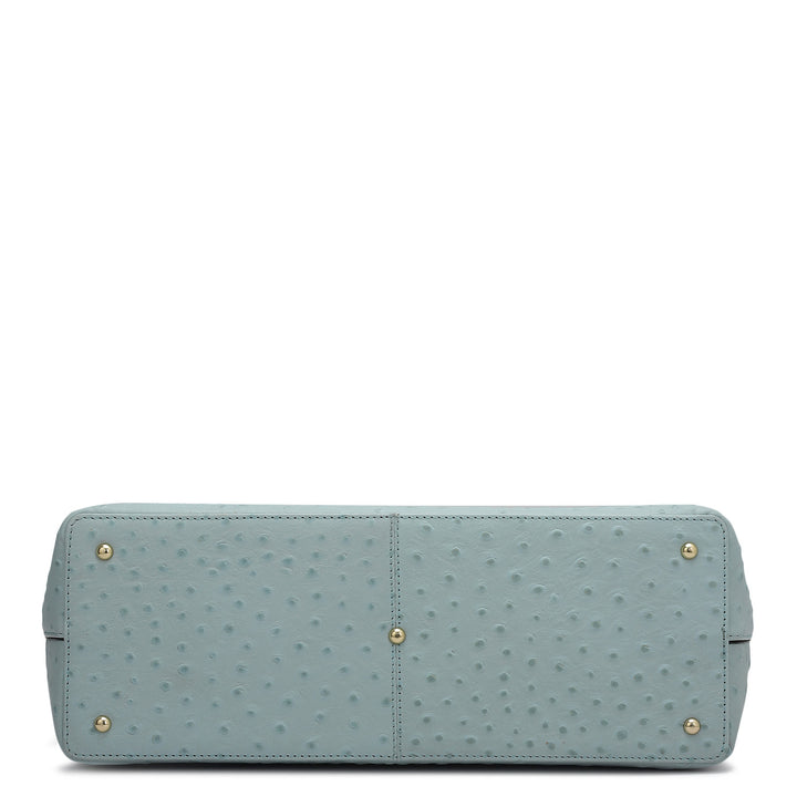 Medium Ostrich Leather Tote - Ice Blue