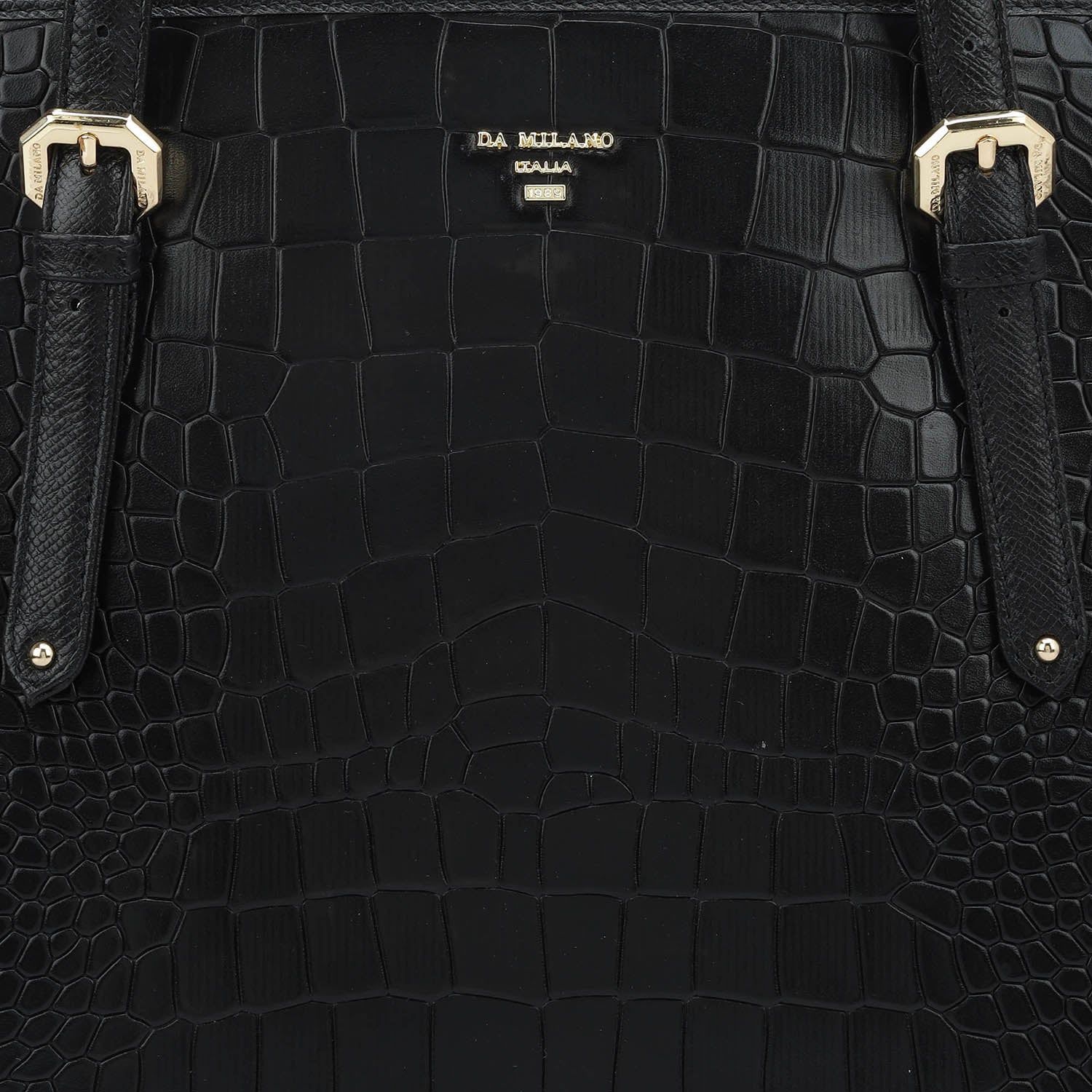 Medium Croco Leather Tote - Black – Da Milano