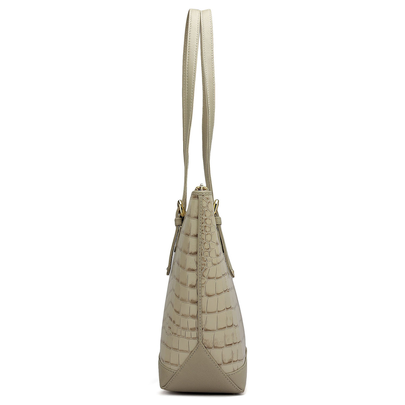 Medium Croco Leather Tote - Frost